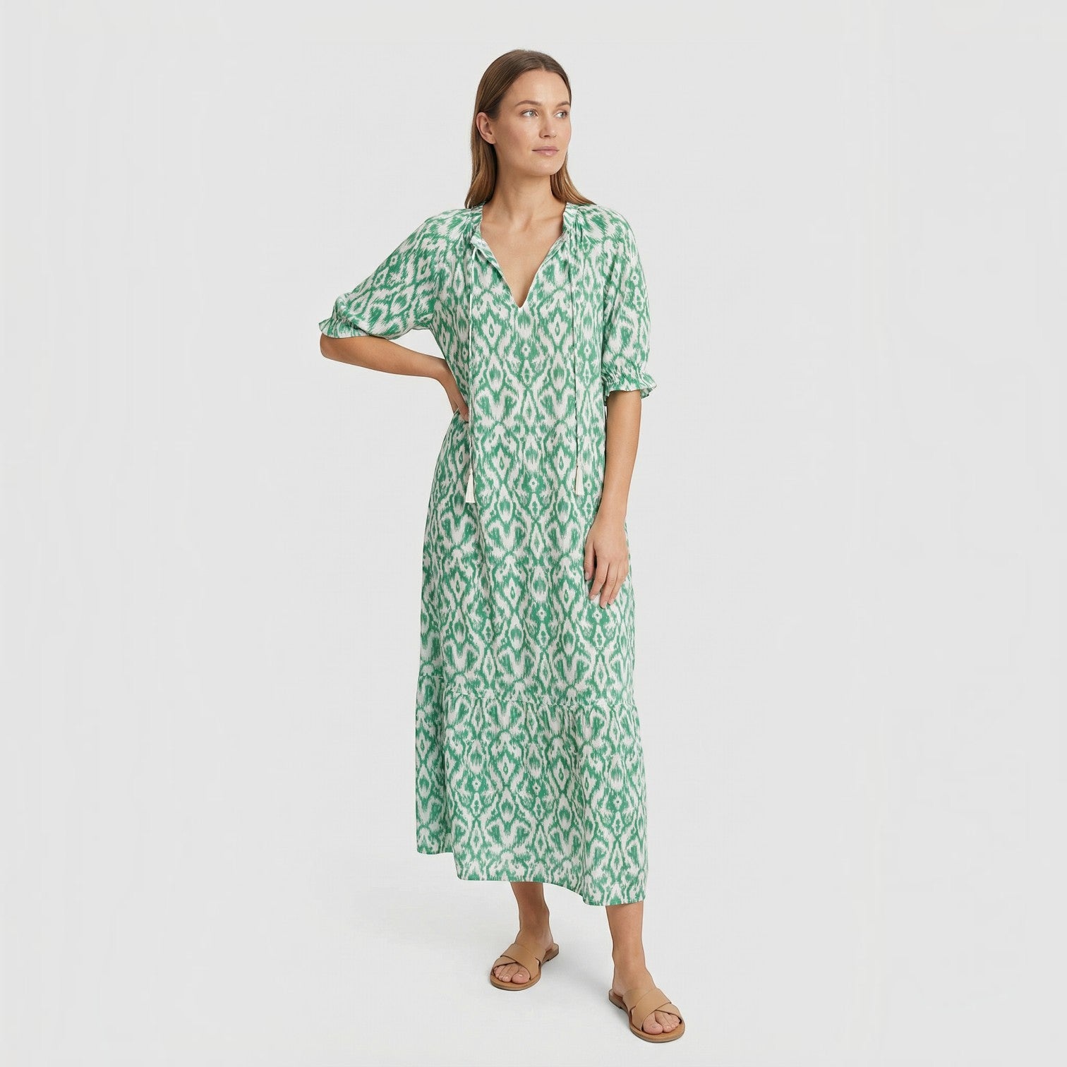 Vestido Largo Boho Chic Estampado Ikat