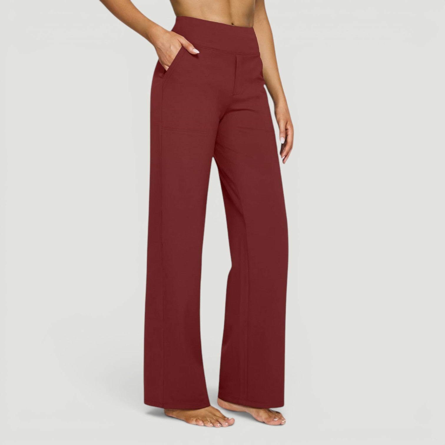 Pantalón Mujer Yoga Cintura Alta Wide Leg Scuba