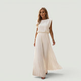 Conjunto Top Shoulder Pantalón Plisado Mujer