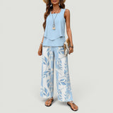 Conjunto Top Borda Ondulada Pantalón Botánico Mujer