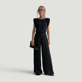 Conjunto Top Shoulder Pantalón Plisado Mujer