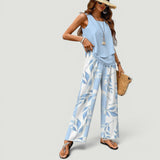 Conjunto Top Borda Ondulada Pantalón Botánico Mujer