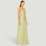 Vestido Largo Plisado Sin Tirantes