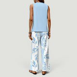 Conjunto Top Borda Ondulada Pantalón Botánico Mujer