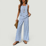 Conjunto Top Borda Ondulada Pantalón Botánico Mujer