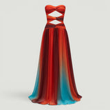 Vestido de Fiesta Chifón Degradado Cut-Out Cruzado