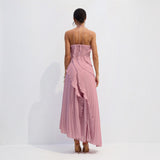 Vestido Midi Halter Plisado con Volantes