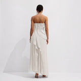 Vestido Midi Halter Plisado con Volantes