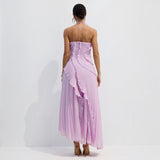 Vestido Midi Halter Plisado con Volantes