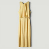 Vestido Midi Sin Mangas Escote Redondo Fruncido