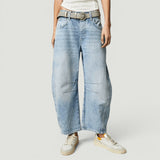 Pantalón Mujer Barrel Cropped Tiro Alto Denim