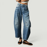 Pantalón Mujer Barrel Cropped Tiro Alto Denim