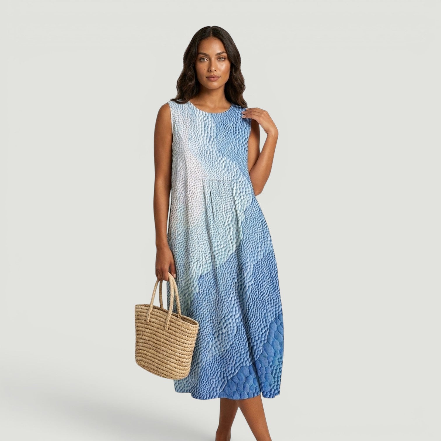 Vestido Midi Sin Mangas Cuadros Vichy