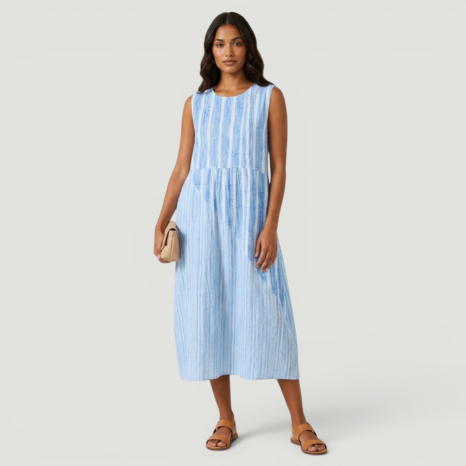 Vestido Midi Sin Mangas Cuadros Vichy