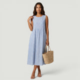 Vestido Midi Sin Mangas Cuadros Vichy