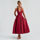 Vestido Midi Escote V Plisado