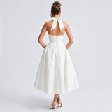 Vestido Midi Escote V Plisado