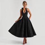 Vestido Midi Escote V Plisado