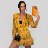Vestido Corto Escote V Floral