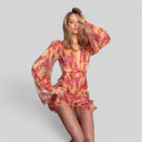 Vestido Corto Escote V Floral