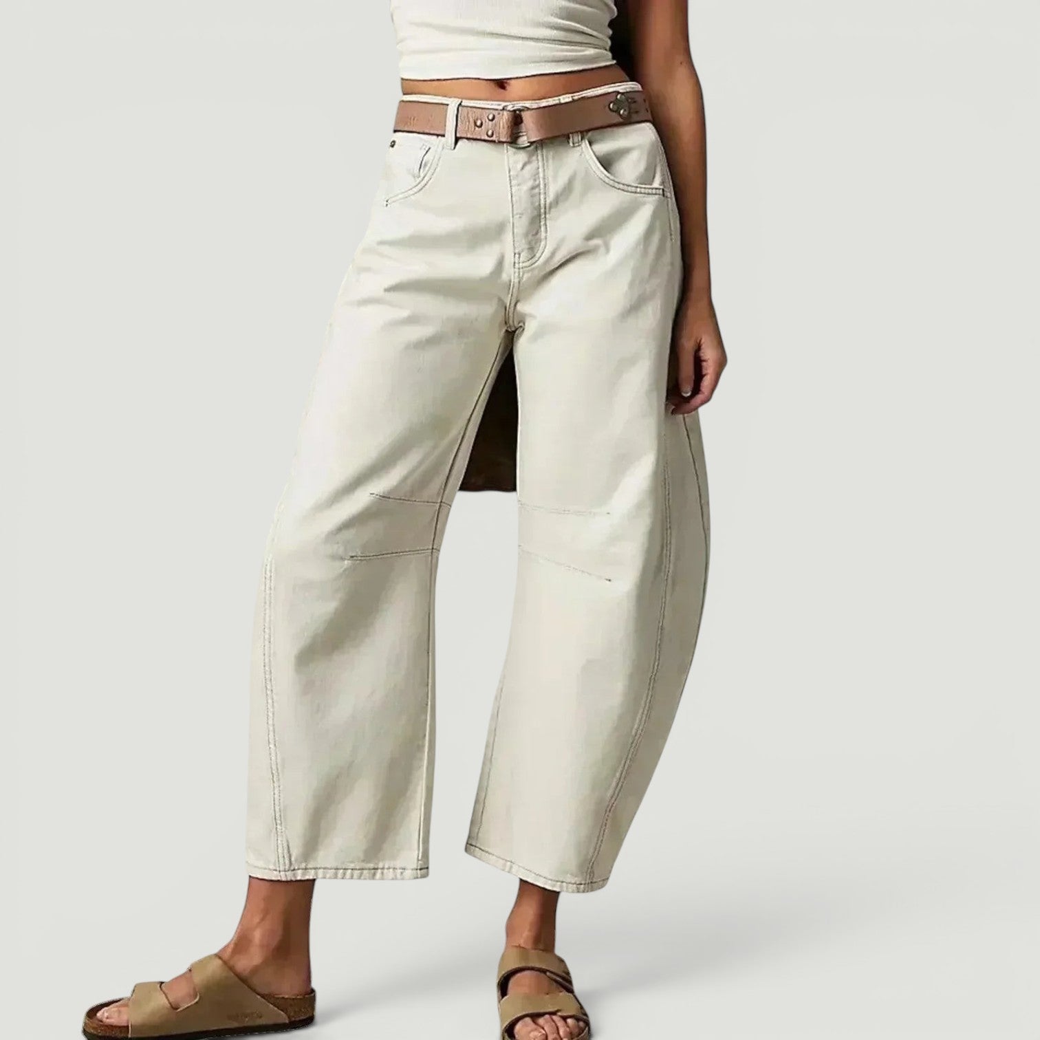 Pantalón Mujer Barrel Cropped Tiro Alto Denim
