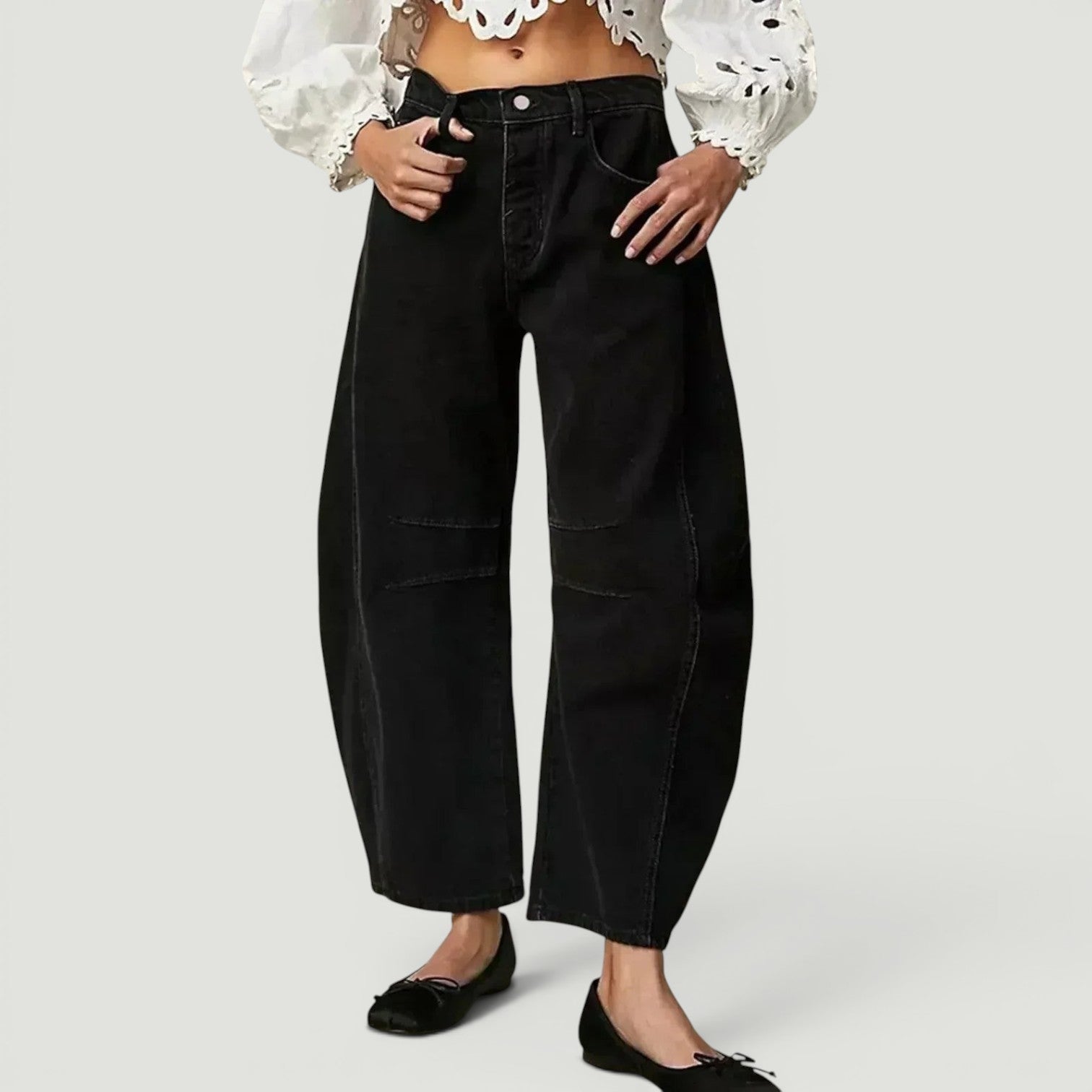 Pantalón Mujer Barrel Cropped Tiro Alto Denim