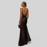 Vestido Largo Satén Sin Espalda