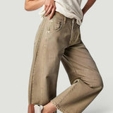 Pantalón Mujer Barrel Cropped Tiro Alto Denim