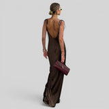 Vestido Largo Satén Sin Espalda