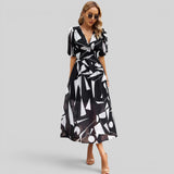 Vestido Midi Floral Manga Abullonada