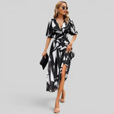 Vestido Midi Floral Manga Abullonada