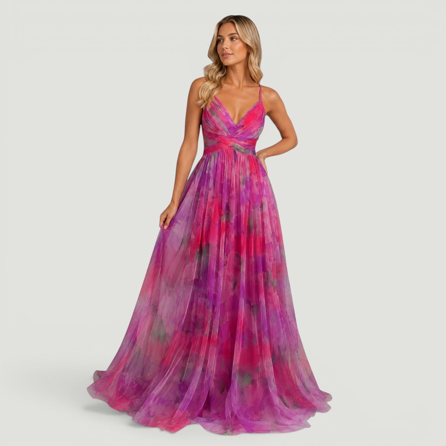 Vestido Largo Florales Escote V