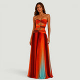 Vestido de Fiesta Chifón Degradado Cut-Out Cruzado