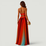 Vestido de Fiesta Chifón Degradado Cut-Out Cruzado