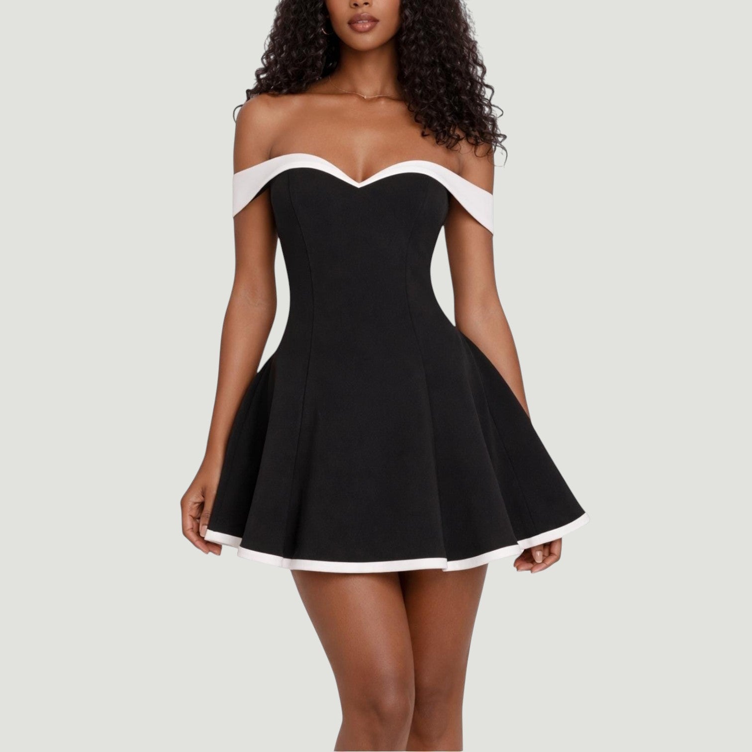 Vestido Corto Hombros Descubiertos Ajustado