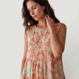 Vestido Midi Florales Sin Mangas con Bolsillos