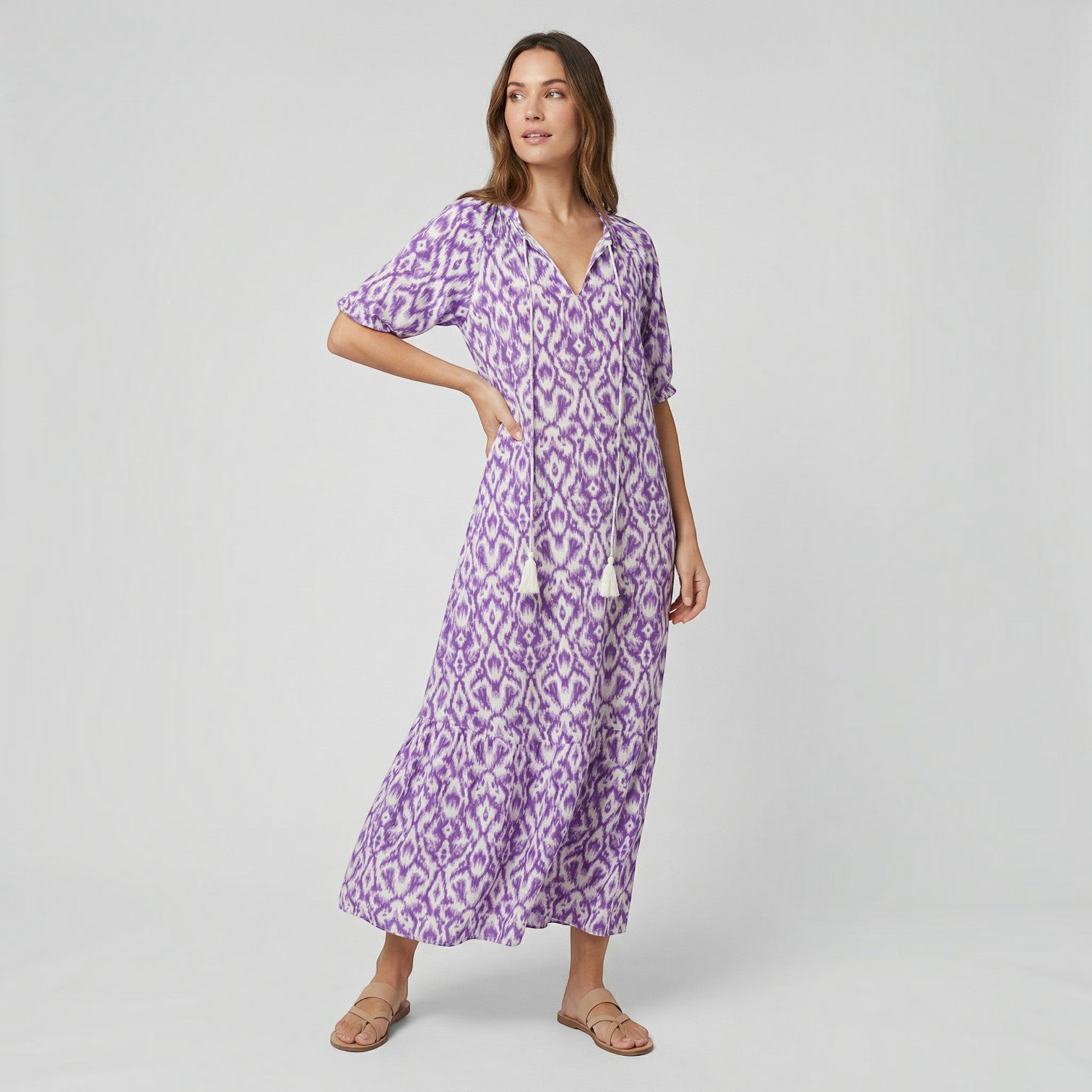 Vestido Largo Boho Chic Estampado Ikat