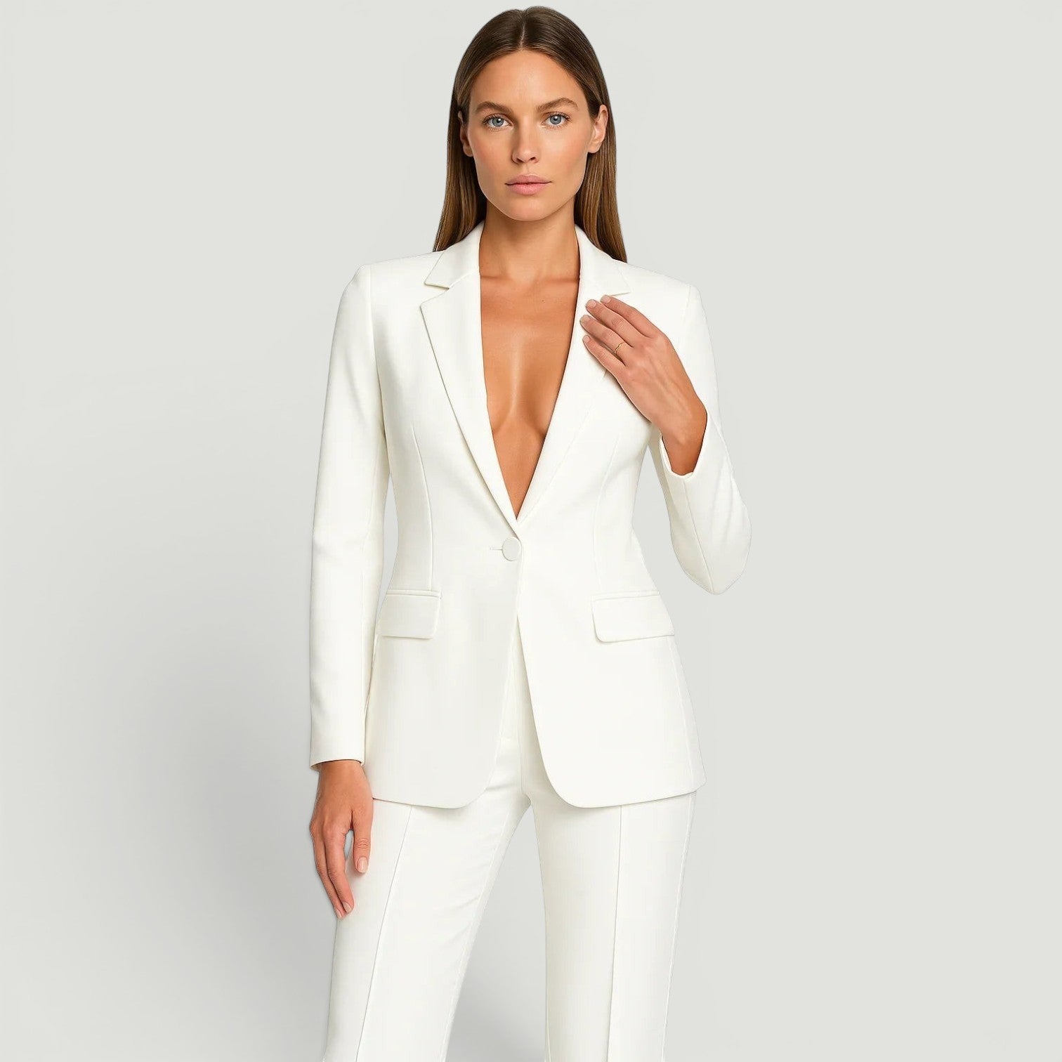 Conjunto Blazer Pantalón Wide Leg Mujer Crepe