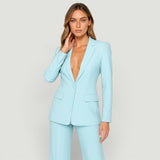 Conjunto Blazer Pantalón Wide Leg Mujer Crepe