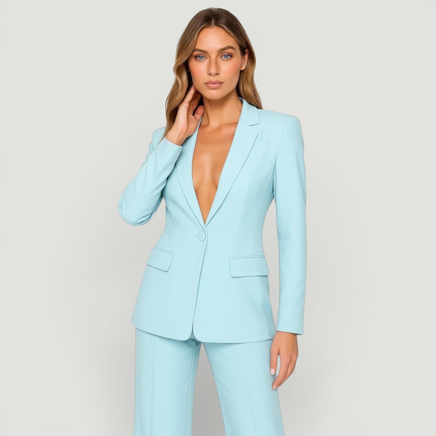 Conjunto Blazer Pantalón Wide Leg Mujer Crepe