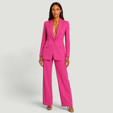 Conjunto Blazer Pantalón Wide Leg Mujer Crepe