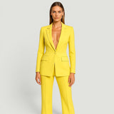 Conjunto Blazer Pantalón Wide Leg Mujer Crepe