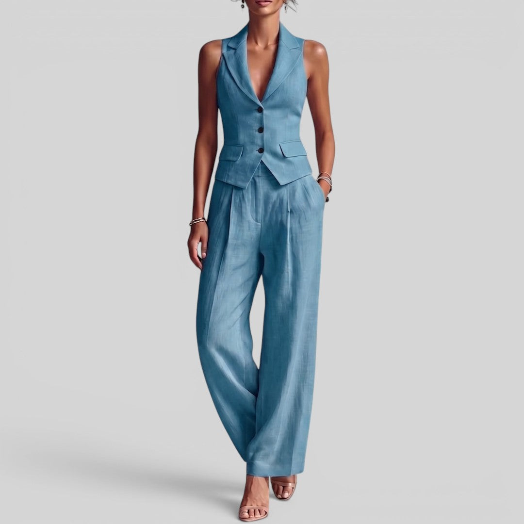 Conjunto Chaleco Cuello V Pantalón