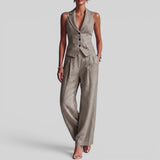 Conjunto Chaleco Cuello V Pantalón