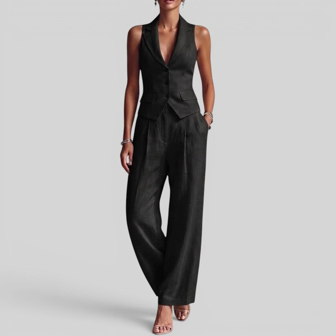 Conjunto Chaleco Cuello V Pantalón