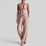 Conjunto Chaleco Cuello V Pantalón
