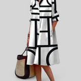 Vestido Midi Camisero Estampado Geométrico