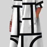 Vestido Midi Camisero Estampado Geométrico