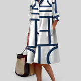 Vestido Midi Camisero Estampado Geométrico