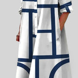 Vestido Midi Camisero Estampado Geométrico